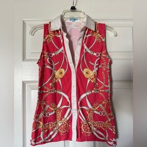 J.McLaughlin Catalina Cloth Sleeveless Nautical Collar Top Pink XS